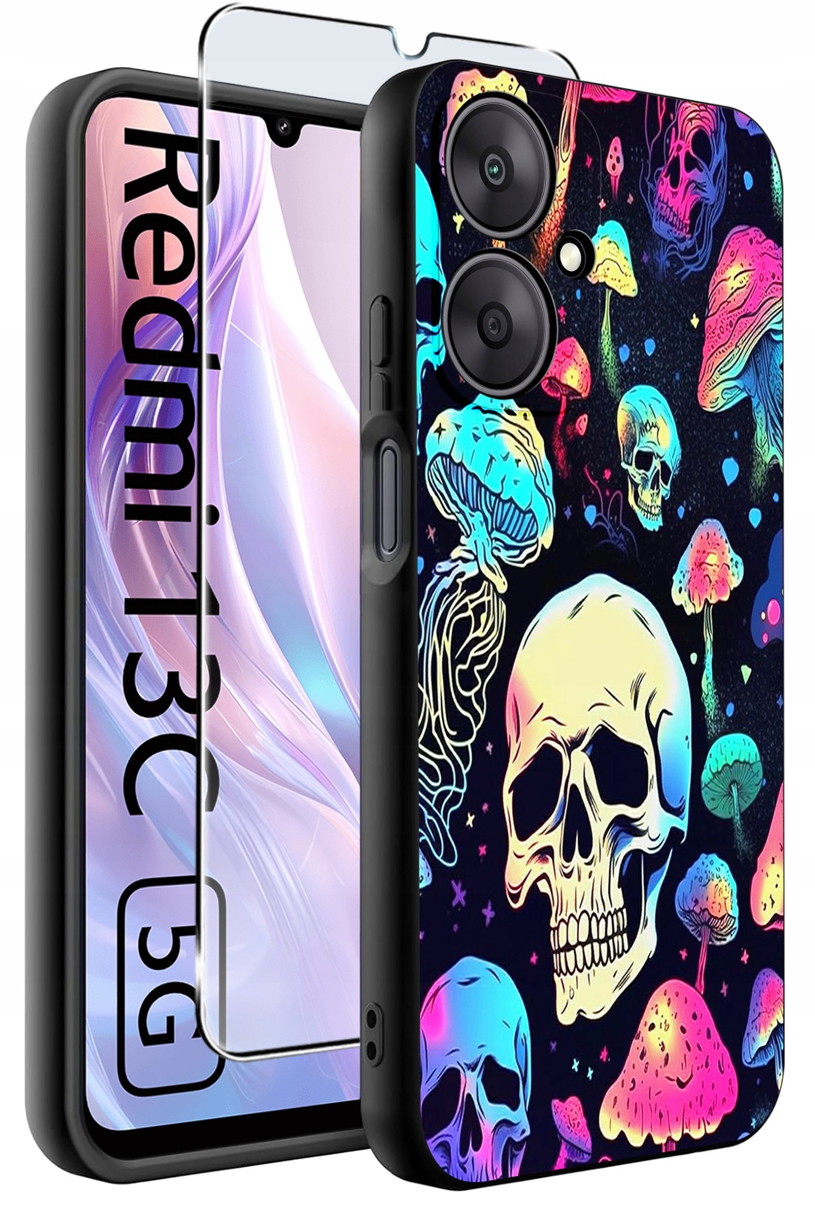 ETUI do Xiaomi Redmi 13C 5G WZORY |SILIKONOWE MATT CASE +SZKŁO HARTOWANE 9H