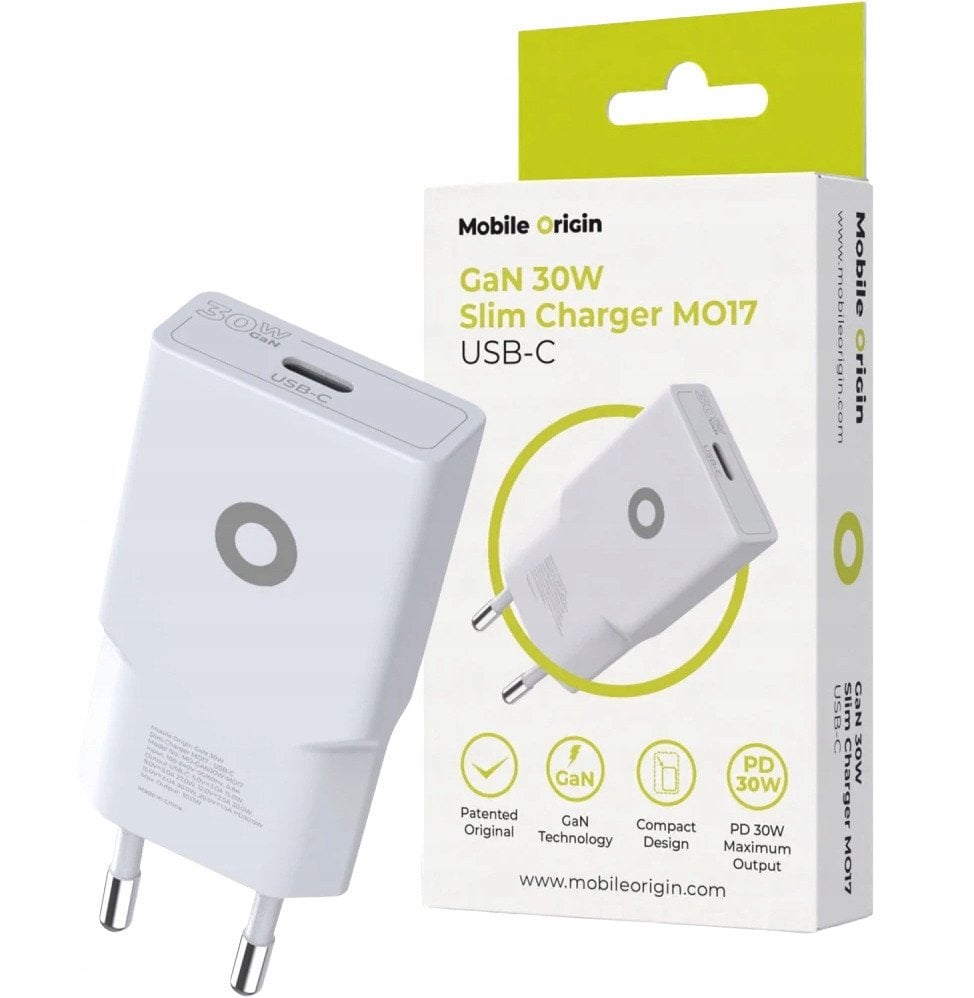 Mobile Origin GaN 30W Slim Charger TUV, MO17 - USB-C