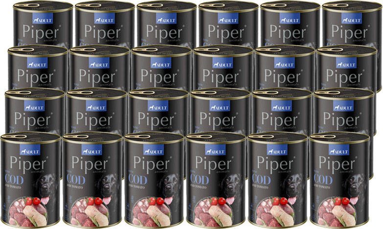 Mokra Karma dla psa Piper Animals z dorszem i pomidorem zestaw 24 x 400 g