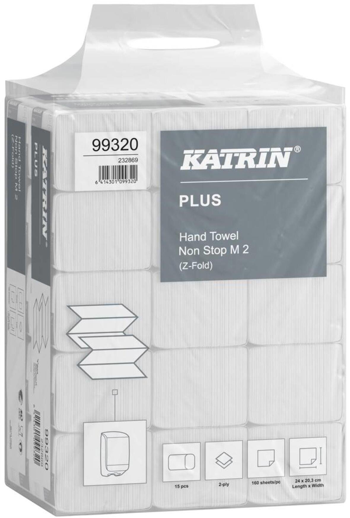 Usorteret Ręczniki papierowe ark, Katrin, Plus, 2 lag, biały, 203mmx240mm, pudełko po 2400 sztuk