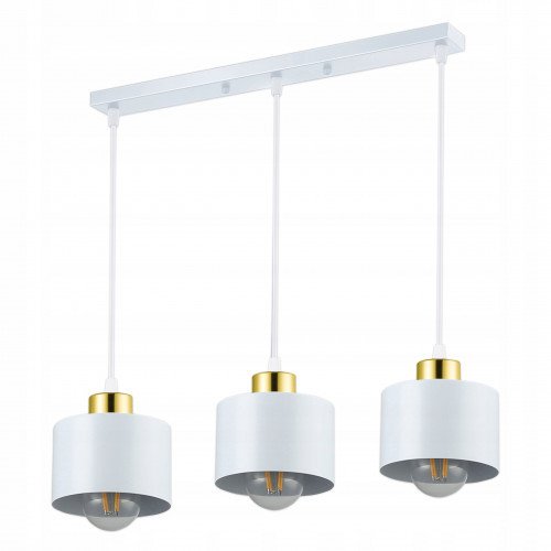 Lampa sufitowa wisząca żyrandol LED 3x E27 oprawa LOFT złoty + biały