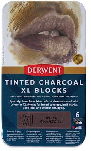 Derwent XL Tinted Charcoal Blocks 6 stk tin