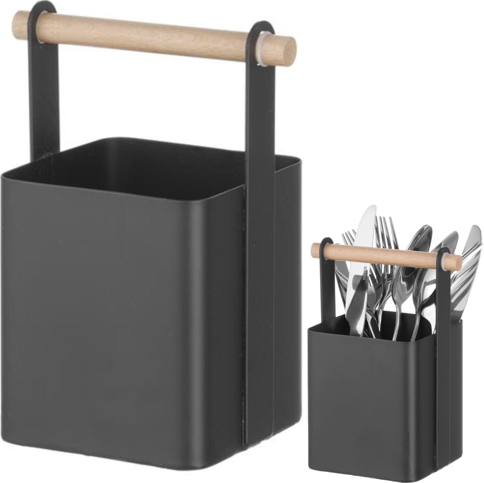 Hendi Organizer koszyk stołowy na sztućce z drewnianą rączką 14x10.5x19 cm - Hendi 427064 Organizer koszyk stołowy na sztućce z drewnianą rączką 14x10