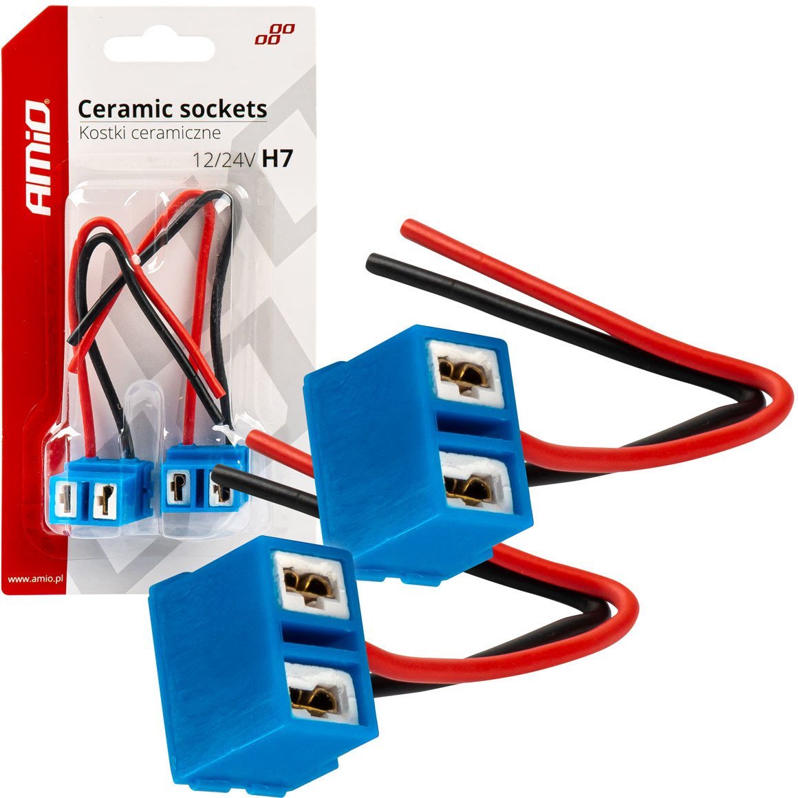 Kostki ceramiczne kątowe h7 gniazdo wtyczka amio-03055