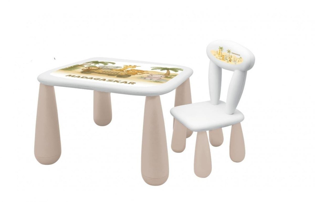 Stolik + krzesełko Luna Madagaskar biały, beż