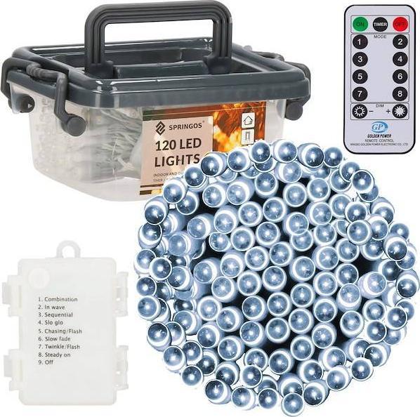 Lampki choinkowe Springos 120 LED białe zimne
