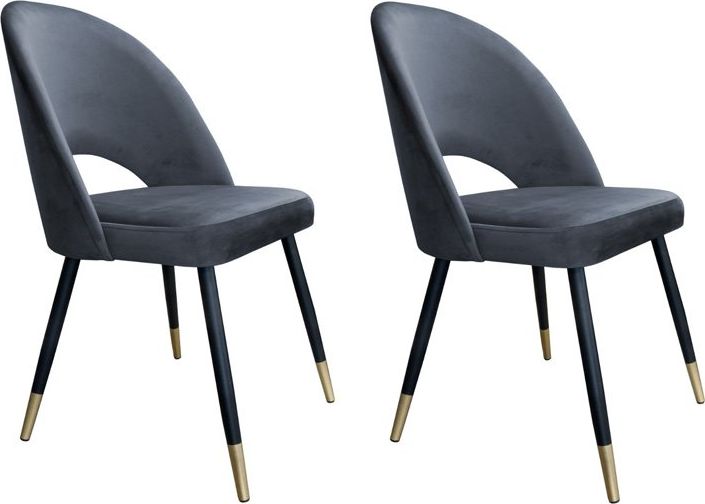 Atos Zestaw krzeseł ISKAR BL VELVET GOLD 2 szt ciemno szare
