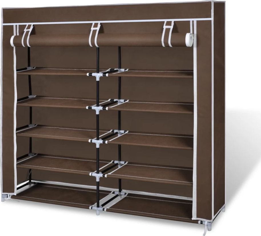 vidaXL Materiałowa szafka na buty z osłoną, 115 x 28 x 110 cm, brązowa