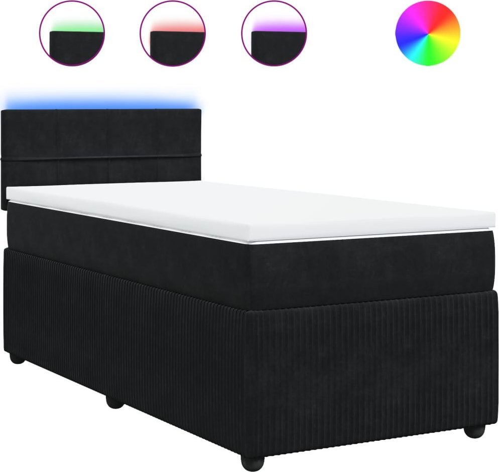 Łóżko Kontynentalne Z Materacem, Czarne, Aksamit 80X200 Cm