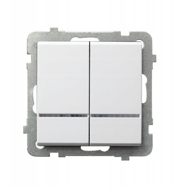 SONATA Łącznik dwugrupowy świecznikowy z podświetleniem niebieskim biały mat ŁP-2RS/m/75