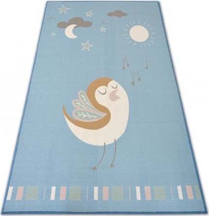 Dywany Łuszczów DYWAN dla dzieci LOKO Ptaszek niebieski antypoślizgowy, 160x220 cm
