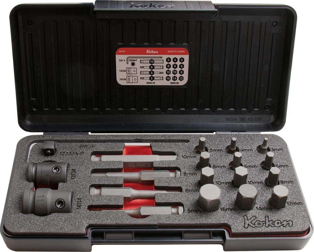Zestaw udarowych bitów 7/16" 20-częściowy, do śrub z gniazdem 6-kątnym Koken