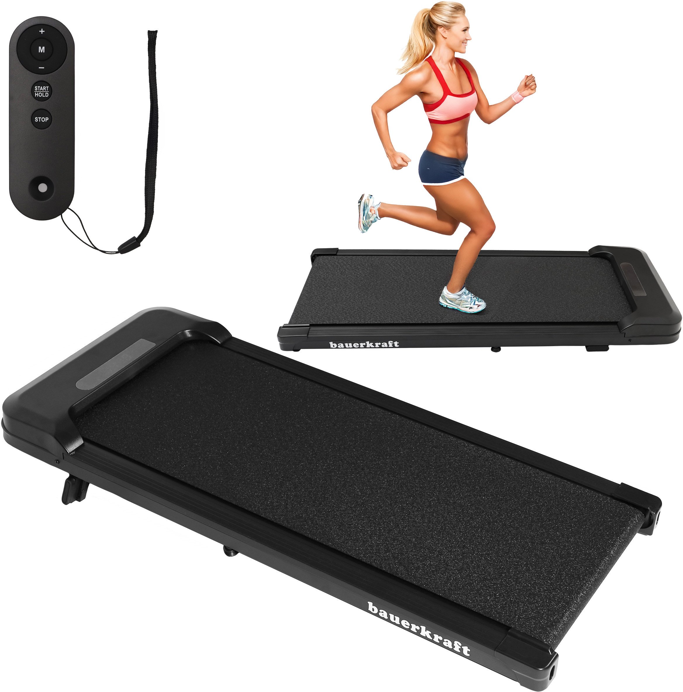 Bieżnia domowa elektryczna domowa Bauerkraft wyświetlacz chodzenie cardio czarna