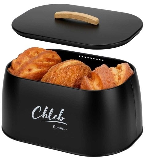 CHLEBAK POJEMNIK STALOWY NA PIECZYWO E-6324 czarny