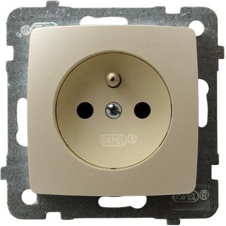 Ospel Gniazdo Karo pojedyncze z uziemieniem ecru perłowy (GP-1SZ/m/42)