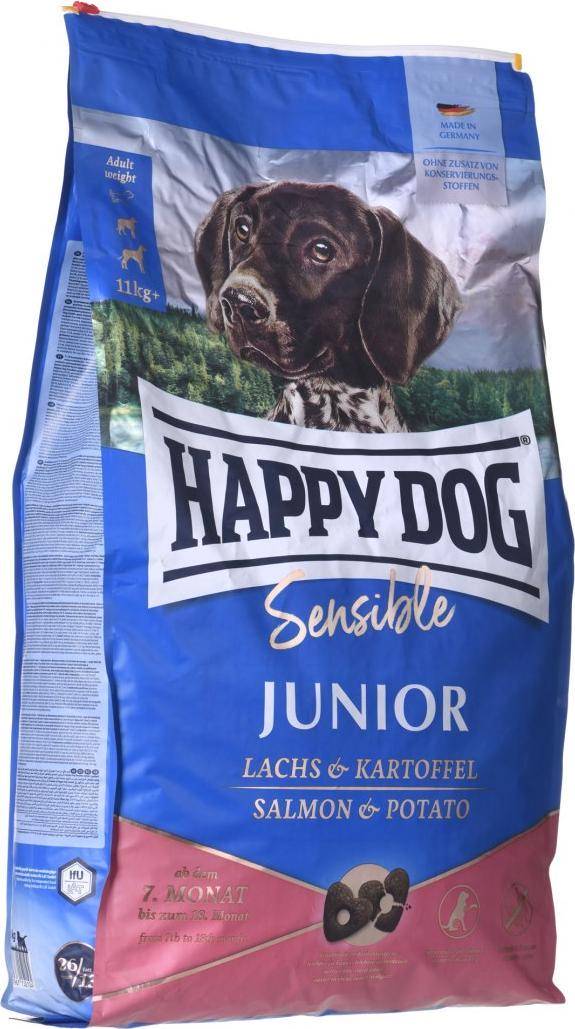 Happy Dog Sensible Junior, sucha karma, dla szczeniąt, 7-18 miesięcy, łosoś i ziemniak, 10 kg