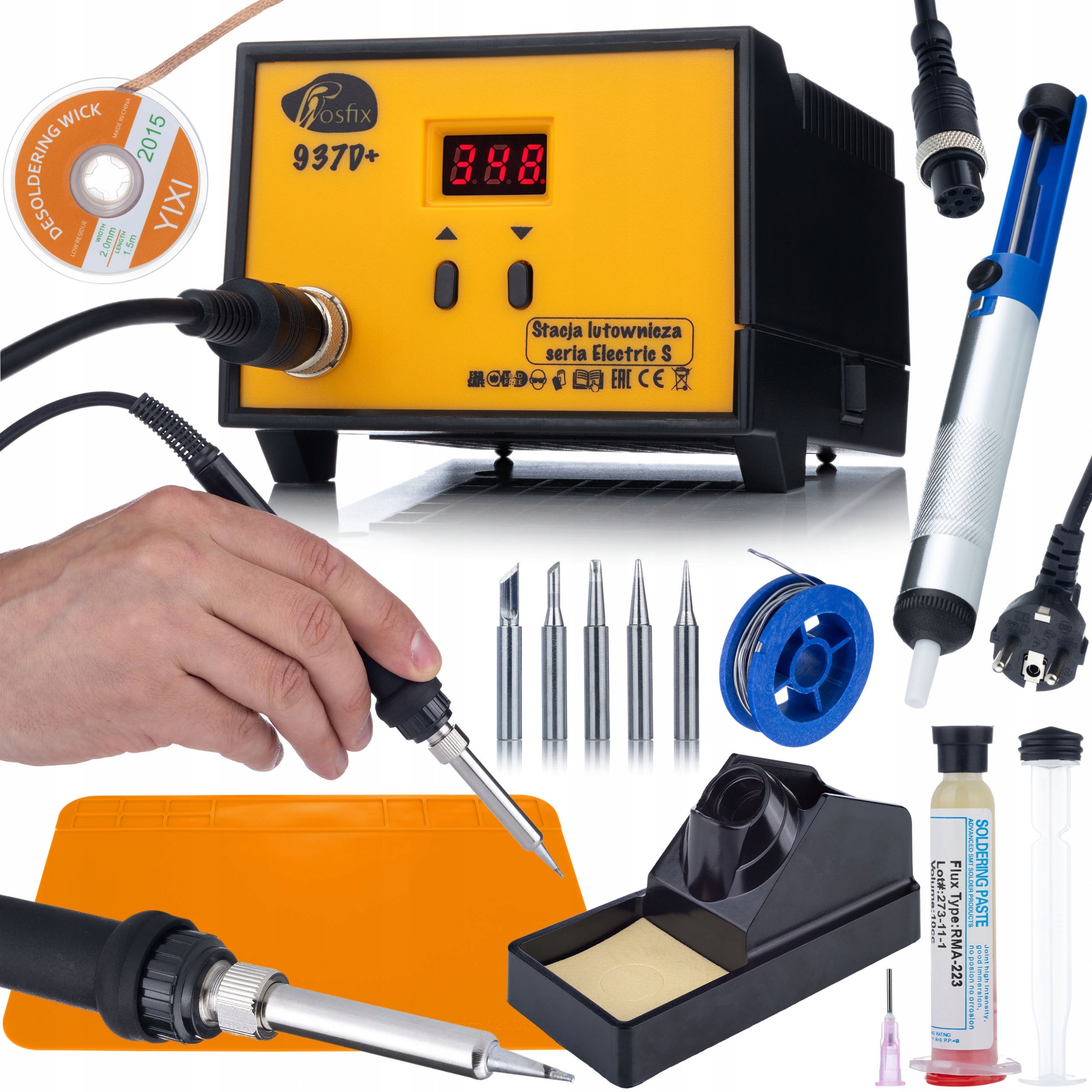 ZESTAW DO LUTOWANIA ROSFIX 937D+ STACJA TOPNIK CZYŚCIWO MATA 6 GROTÓW CYNA