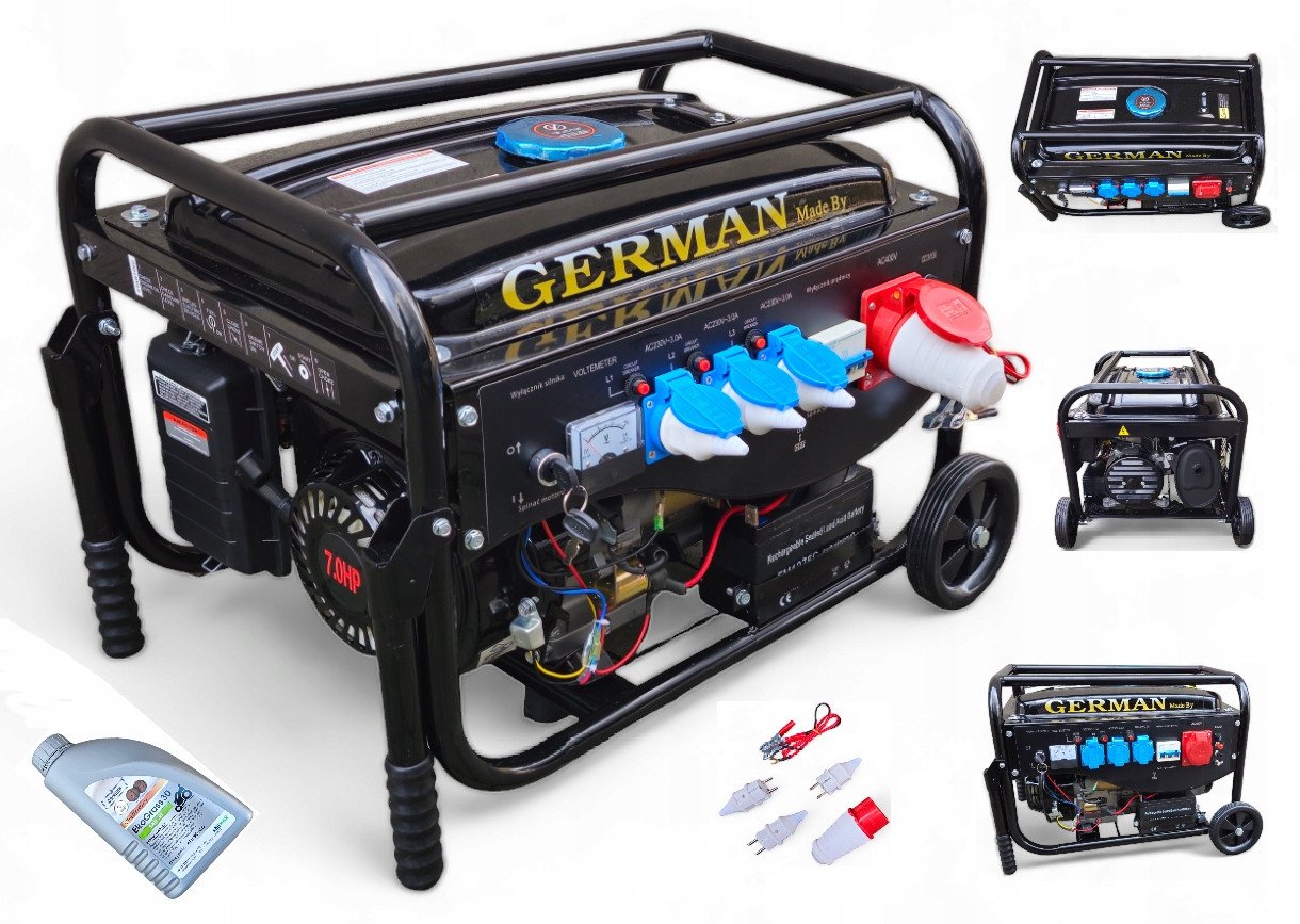 AGREGAT PRĄDOTWÓRCZY A8 5,2kW KOŁA MIEDŹ prądu AVR+ MIEDZIANY STOJAN GERMAN