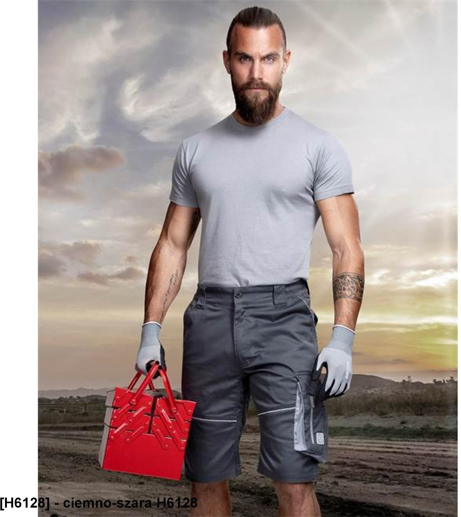 SUMMER ARDON - modne szorty, dopracowana sylwetka, odblaskowe elementy - ciemno-szara H6128 62