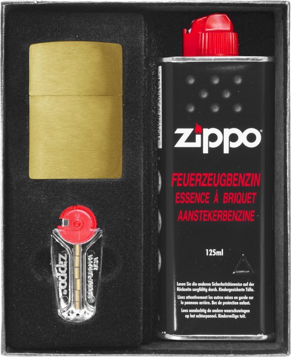 Zestaw ZIPPO Zapalniczka BRASS BRUSHED Prezentowy No1