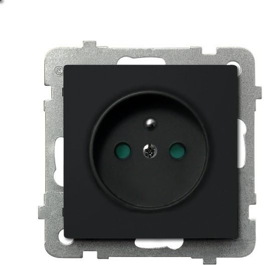 Ospel Gniazdo Sonata pojedyncze z uziemieniem i przesłonami czarny metalik (GP-1RZP/m/33)