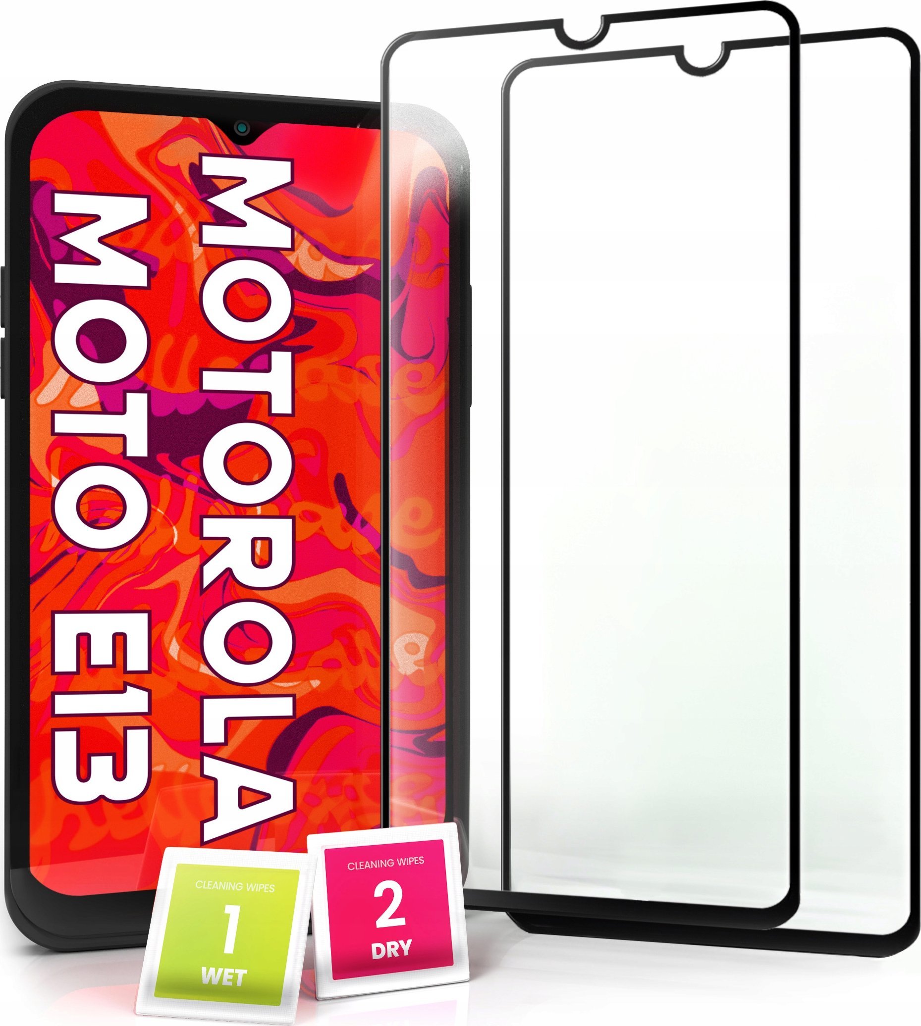 Hello Case 2-pak Szkło Hartowane do Motorola Moto E13 Ochronne Pełne Na cały ekran 5D