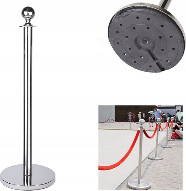 SŁUPEK ODGRADZAJĄCY HOTELOWY 1M SREBRNY POŁYSK