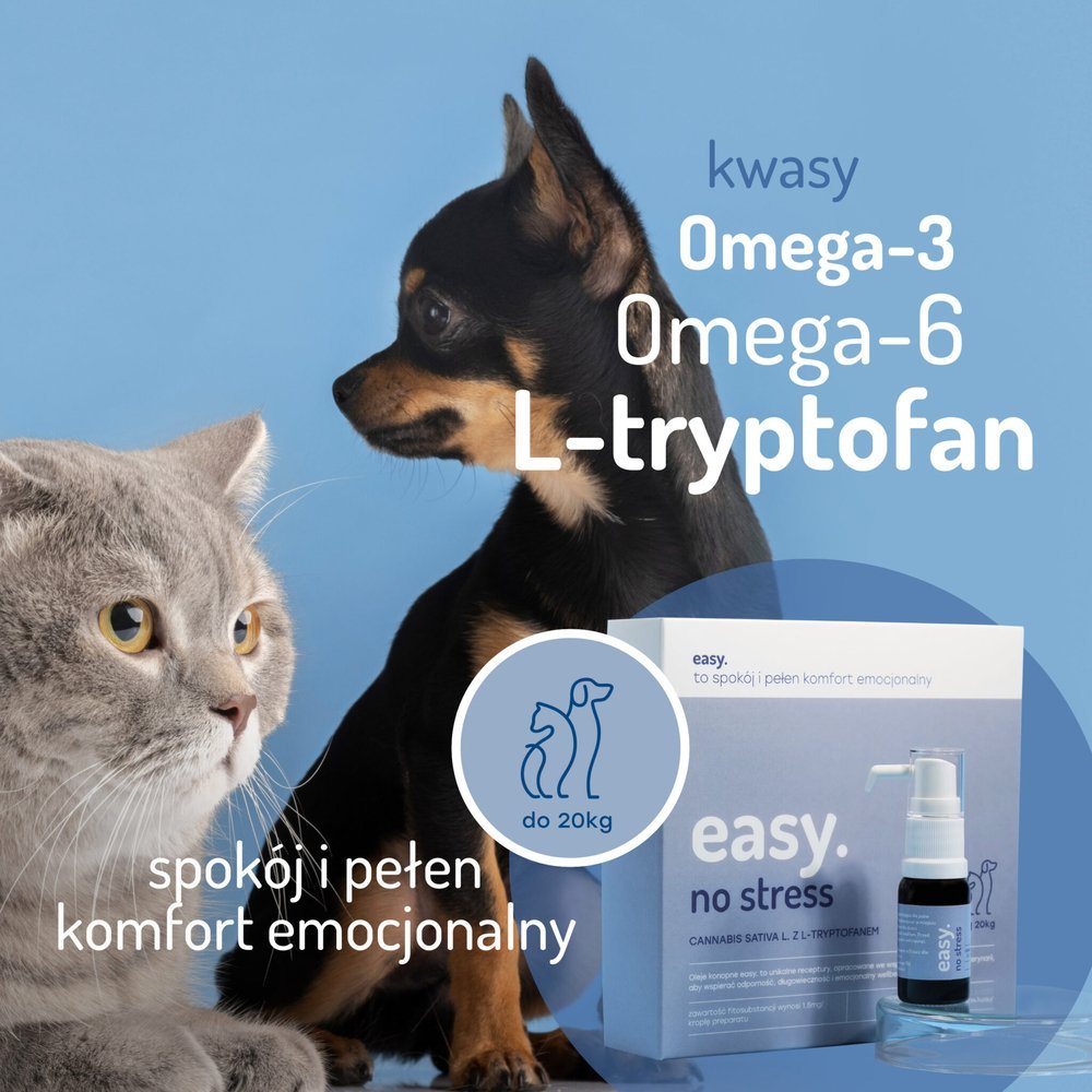 Easy. Olej konopny dla psów i kotów No Stress powyżej 20kg