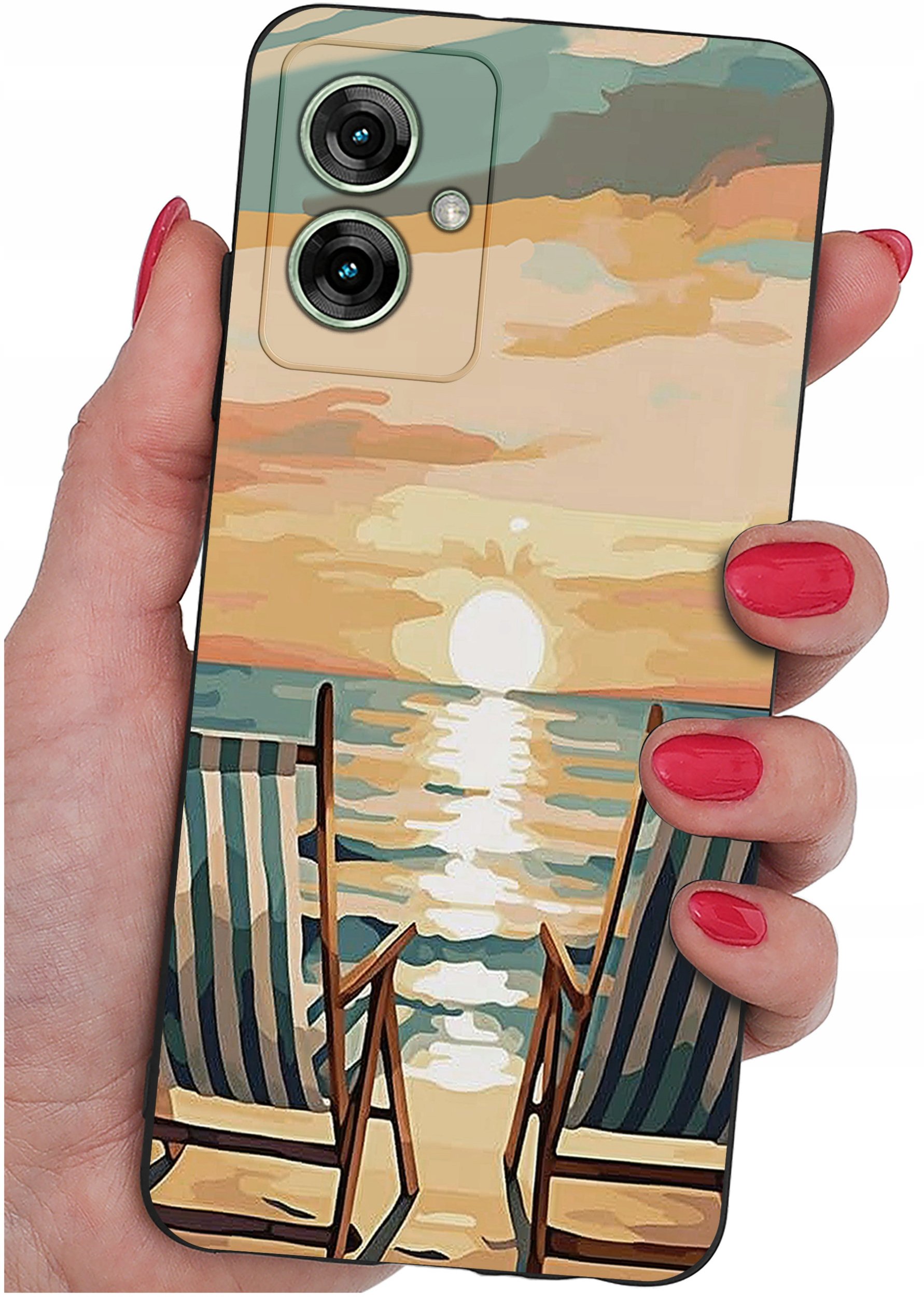 krainaGSM Etui do Motorola Moto G55 5G wzory | SILIKONOWE MATT CASE + SZKŁO 9H