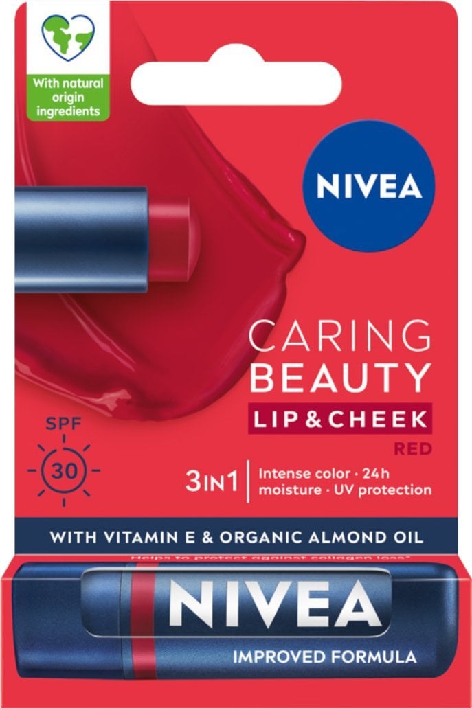 Nivea _Caring Beauty 3w1 pomadka pielęgnująca Red 4,8g