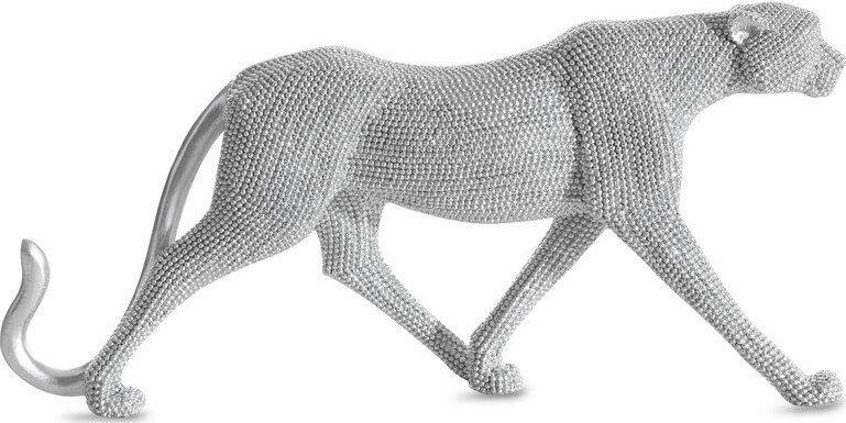 Eurofirany Figurka z żywicy poliestrowej pantera ELDO 31X6X15 srebrna
