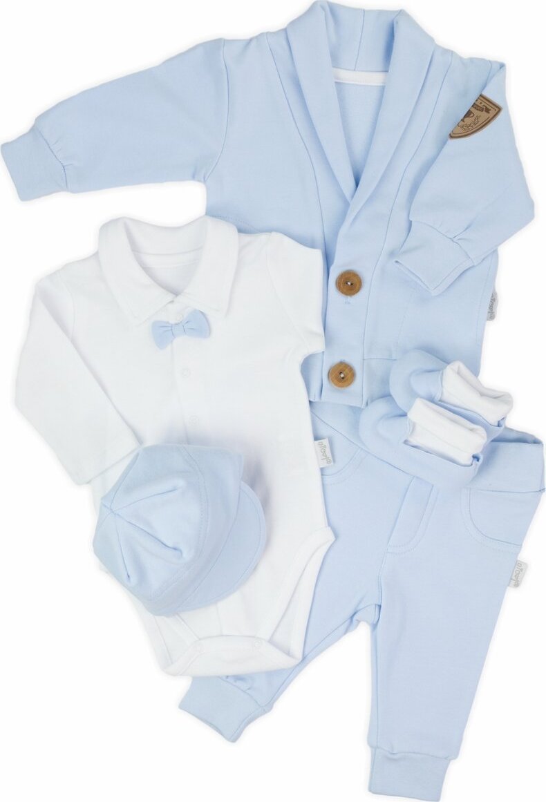 NICOL Komplet zestaw do chrztu dla chłopca Nicol Mix body,spodnie,bluza,czapka 62