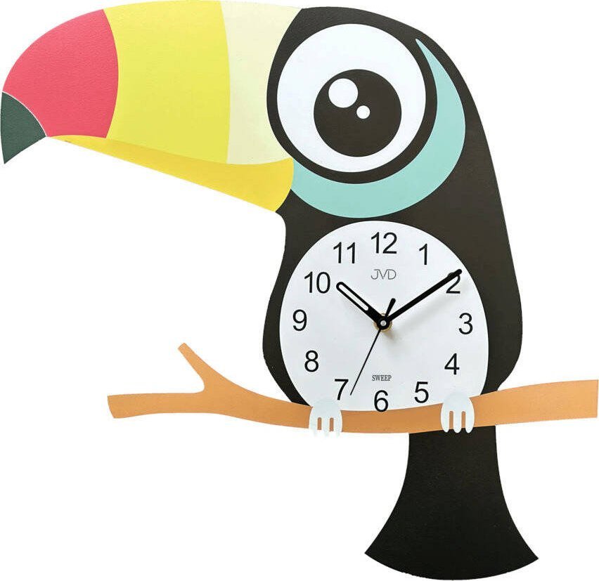 JVD Zegar ścienny JVD HJ109 dziecięcy ptak tukan 45x45 cm .