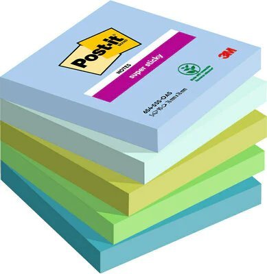 Post-It 3M Karteczki samoprzylepne Post-it® Super Sticky, OASIS, 76x76mm, 5x90 kart.
