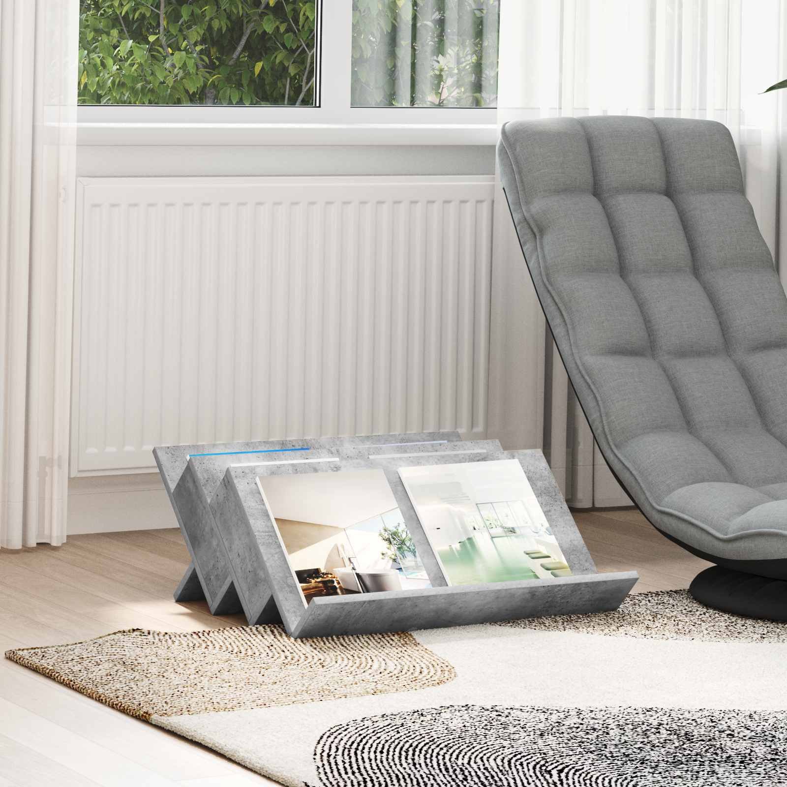 vidaXL szafka boczna z półką betonową szaro-skalną, 65 x 57,5 x 42 cm