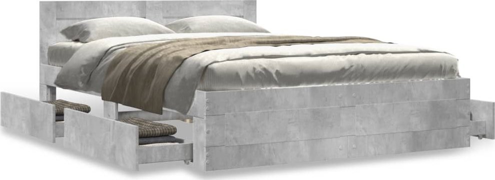 vidaXL vidaXL Rama łóżka z wezgłowiem, szarość betonu, 140x200 cm