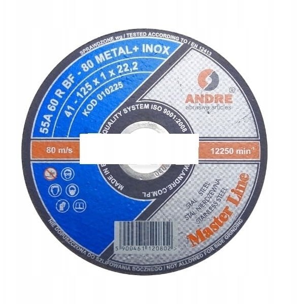 Andre Tarcza do metalu 125 x 1,0mm Metal/Inox MASTER LINE 55A60RBF