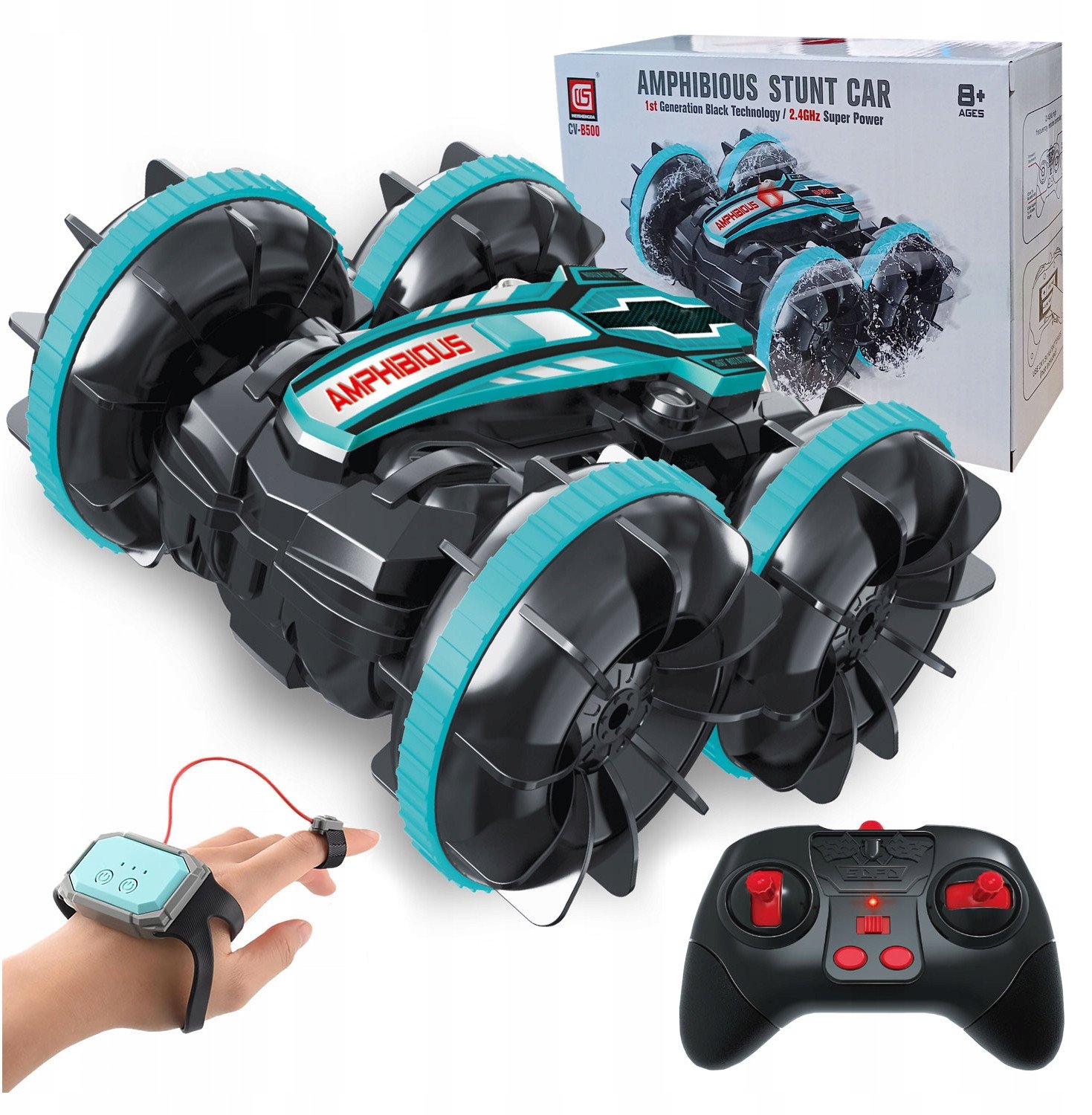 Samochód Zdalnie Sterowany Rc Gestami Amfibia 2 Piloty 4X4 360 Pływający