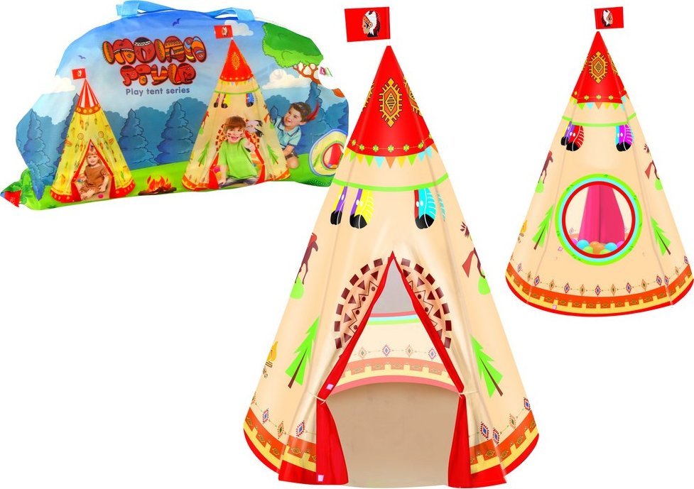 LeanToys Namiot Tipi Dla Dzieci Styl Indiański Ogród Kremowy 160 cm x 105 cm