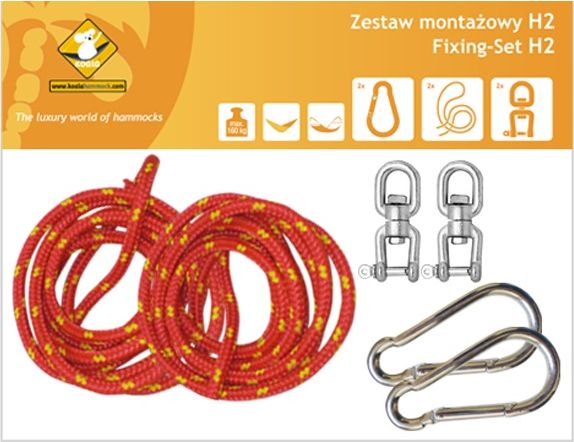 Koala Zestaw montażowy H2 do hamaków, Czerwony (koala/zh2)
