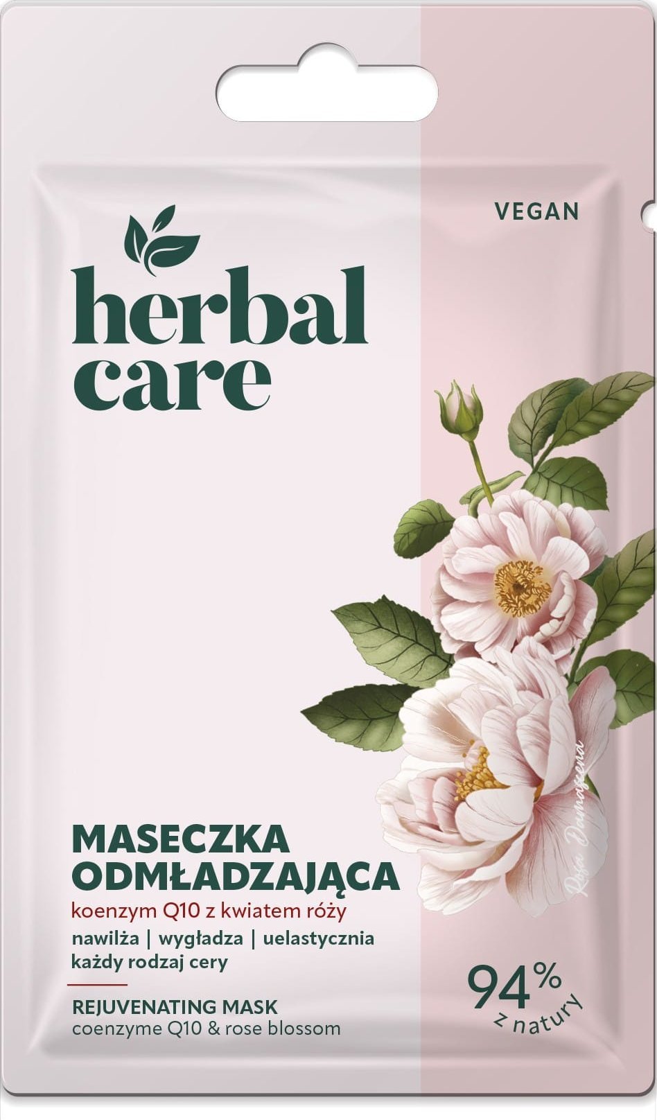 HERBAL CARE Vegan Odmładzająca Maseczka na twarz - Koenzym Q10 z Kwiatem Róży 7 g