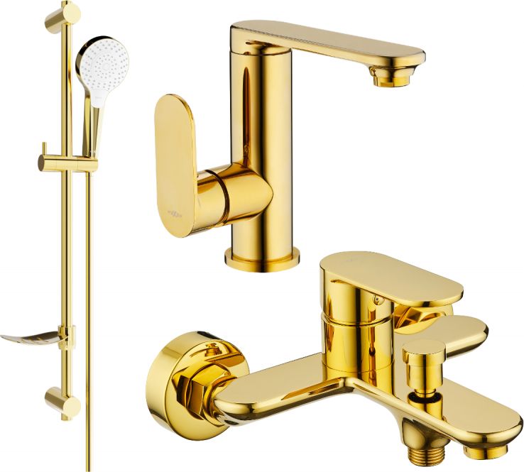 Mexen Mexen Milo DF05 zestaw wannowy, złoty - 713053DF05-50