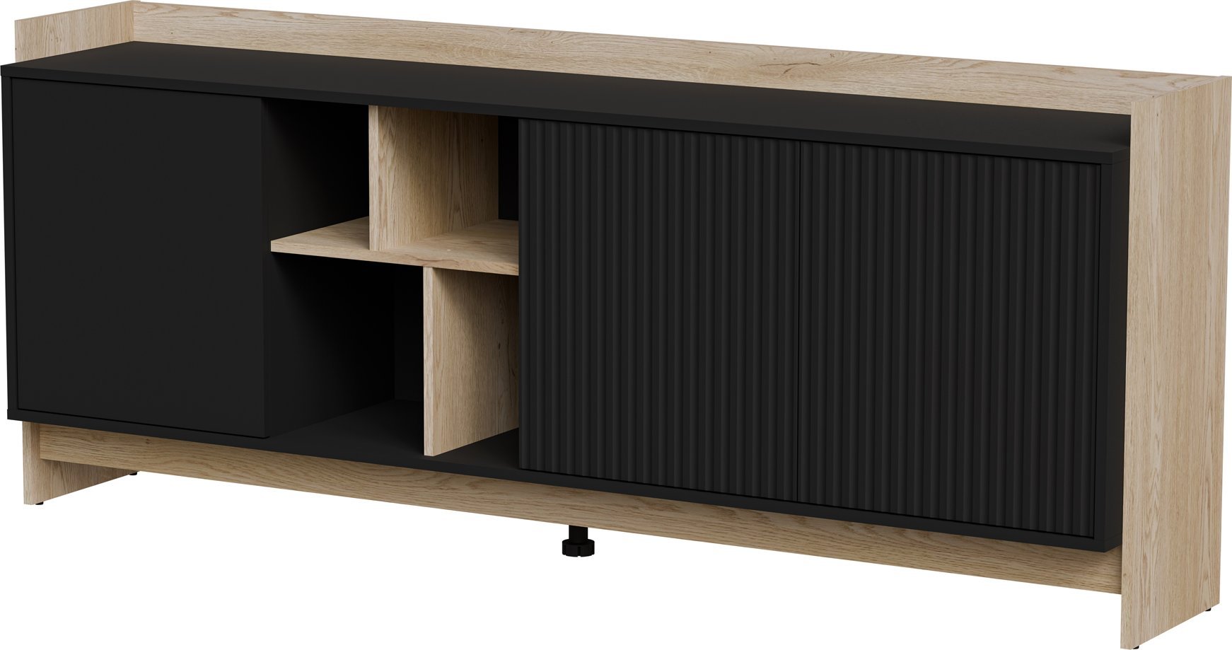 Komoda PORTO 3D 190x38x77 dąb/czarny