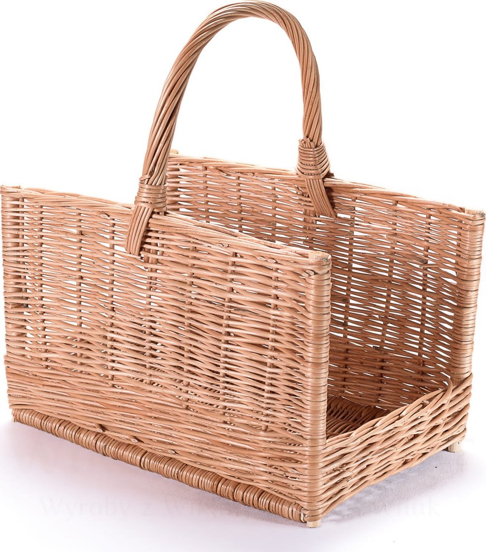 Wiklinowy Świat Kosz na drewno do kominka stojak koszyk wiklinowy kominkowy prostokątny