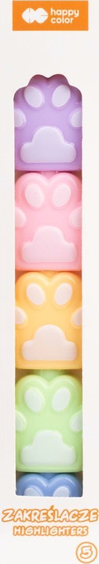 Zakreślacze CAT&DOG łapka 5 szt 5 kolorów fluo