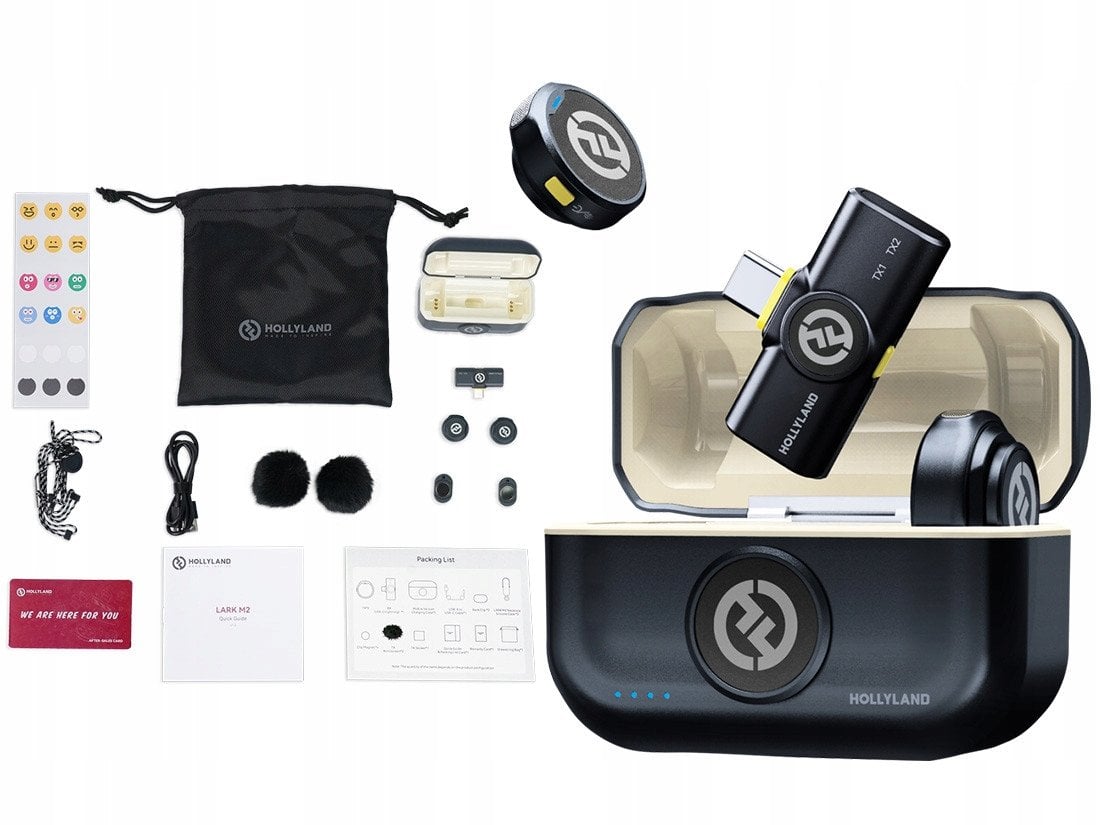 Hollyland Lark M2 USB-C - Wireless Lavalier Microphone with USB-CPlug (Duo,Shine Charcoal)