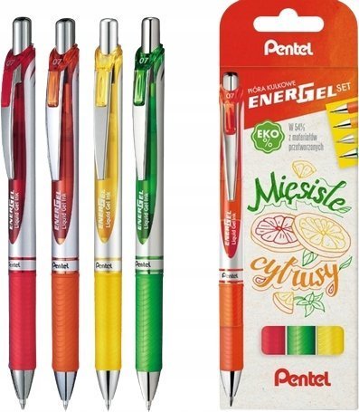 Pentel PIÓRO KULKOWE PENTEL BL77 4 SZT MIĘSISTE CYTRUSY