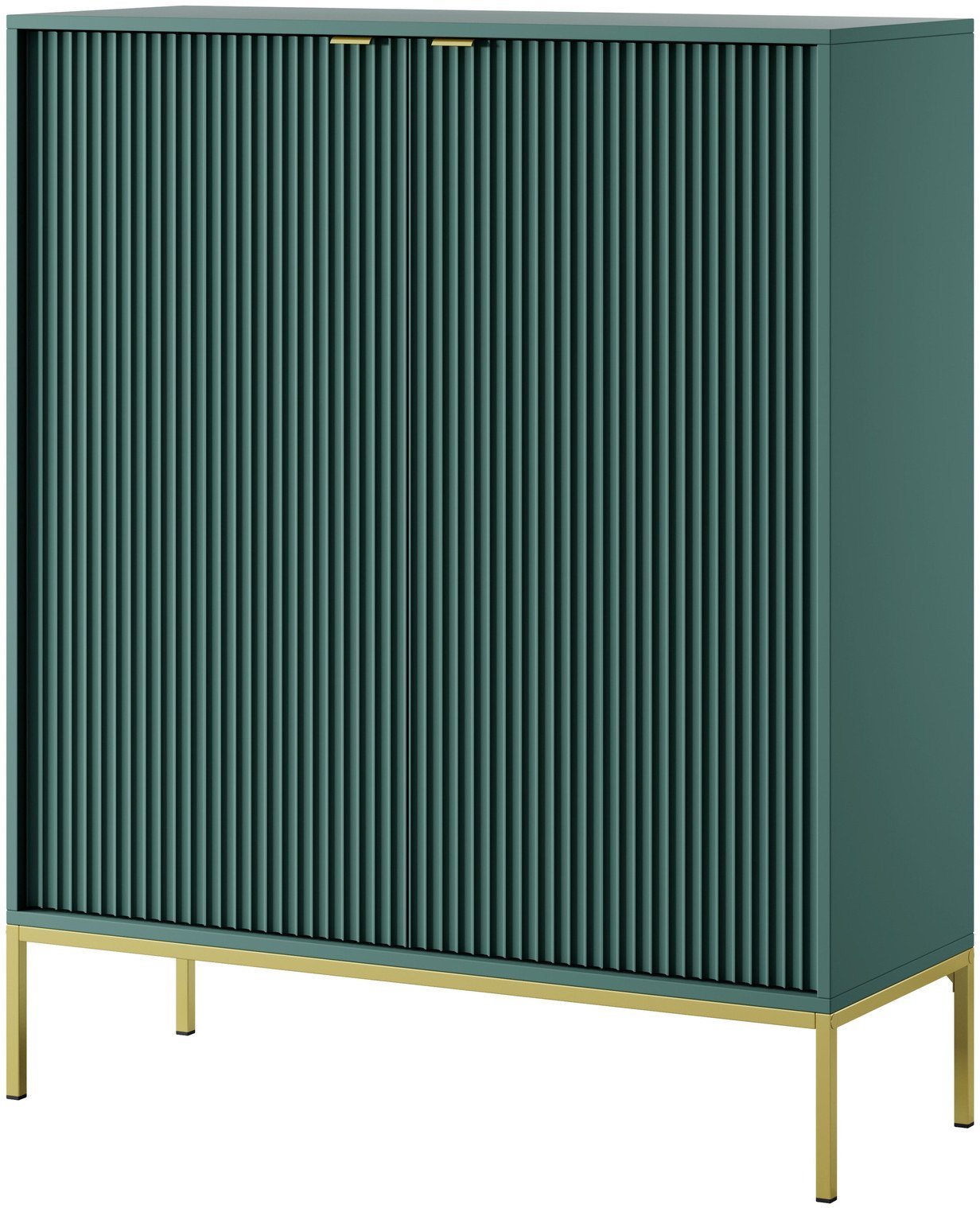 Pojemna komoda Kioto K104 w kolorze zielonym i złotymi nóżkami