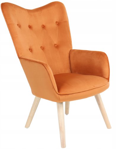 Fotel uszak pomarańczowy ARNE skandynawski tapicerowany do salonu