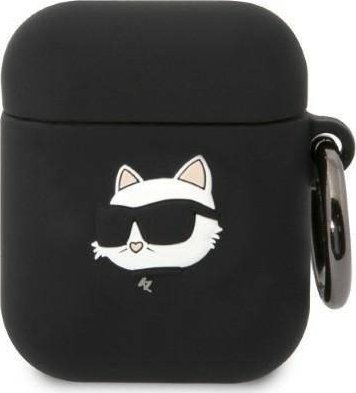 Karl Lagerfeld Etui Karl Lagerfeld KLA2RUNCHK Apple AirPods 2/1 cover czarny/black Silicone Choupette Head 3D